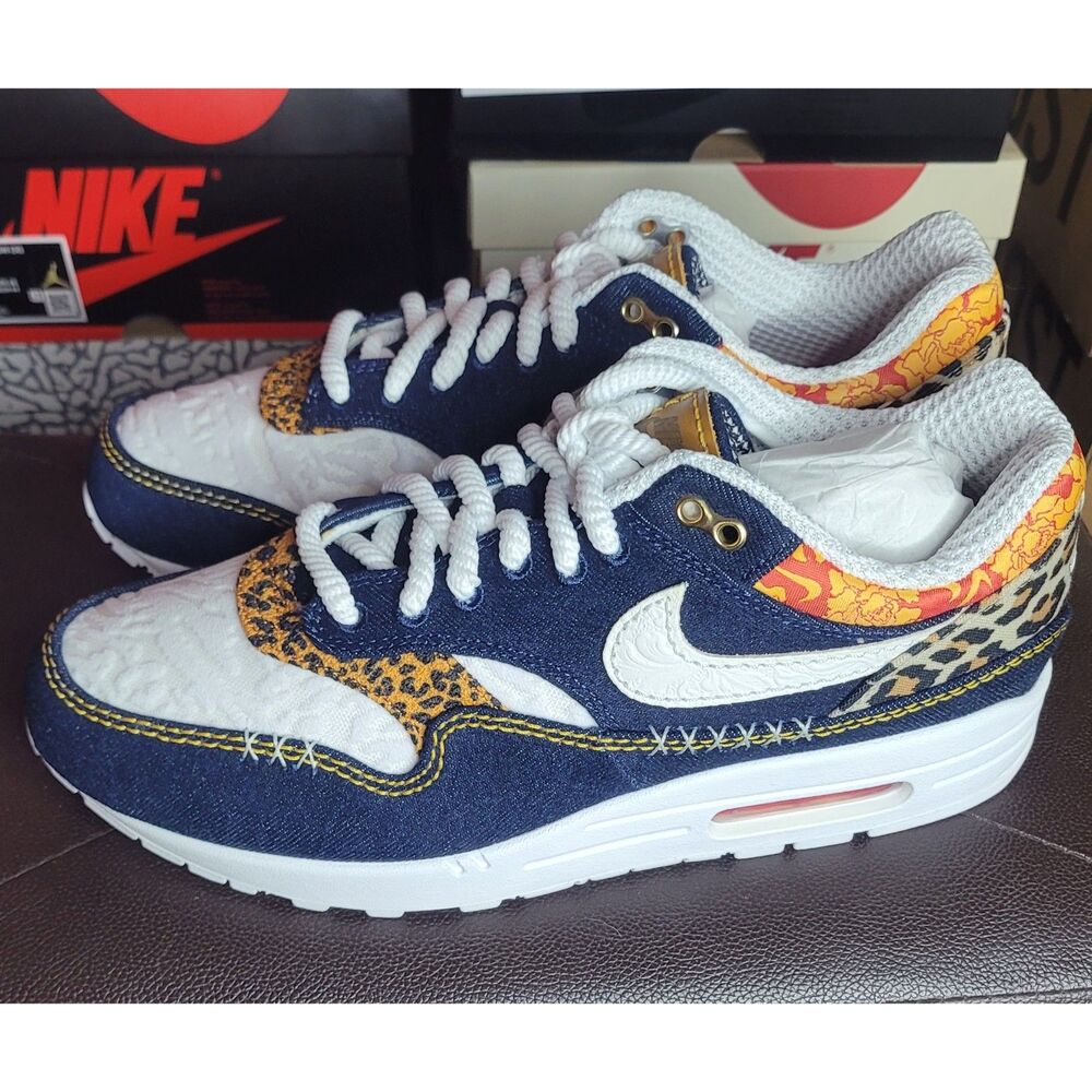 Nike Air Max 1 PRM Denim Leopard FJ4452-432 Men's 10.5 New OG Box
